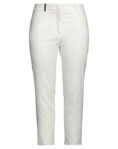 Peserico Woman Pants Off white Size 10 Cotton, Viscose, Elastane
