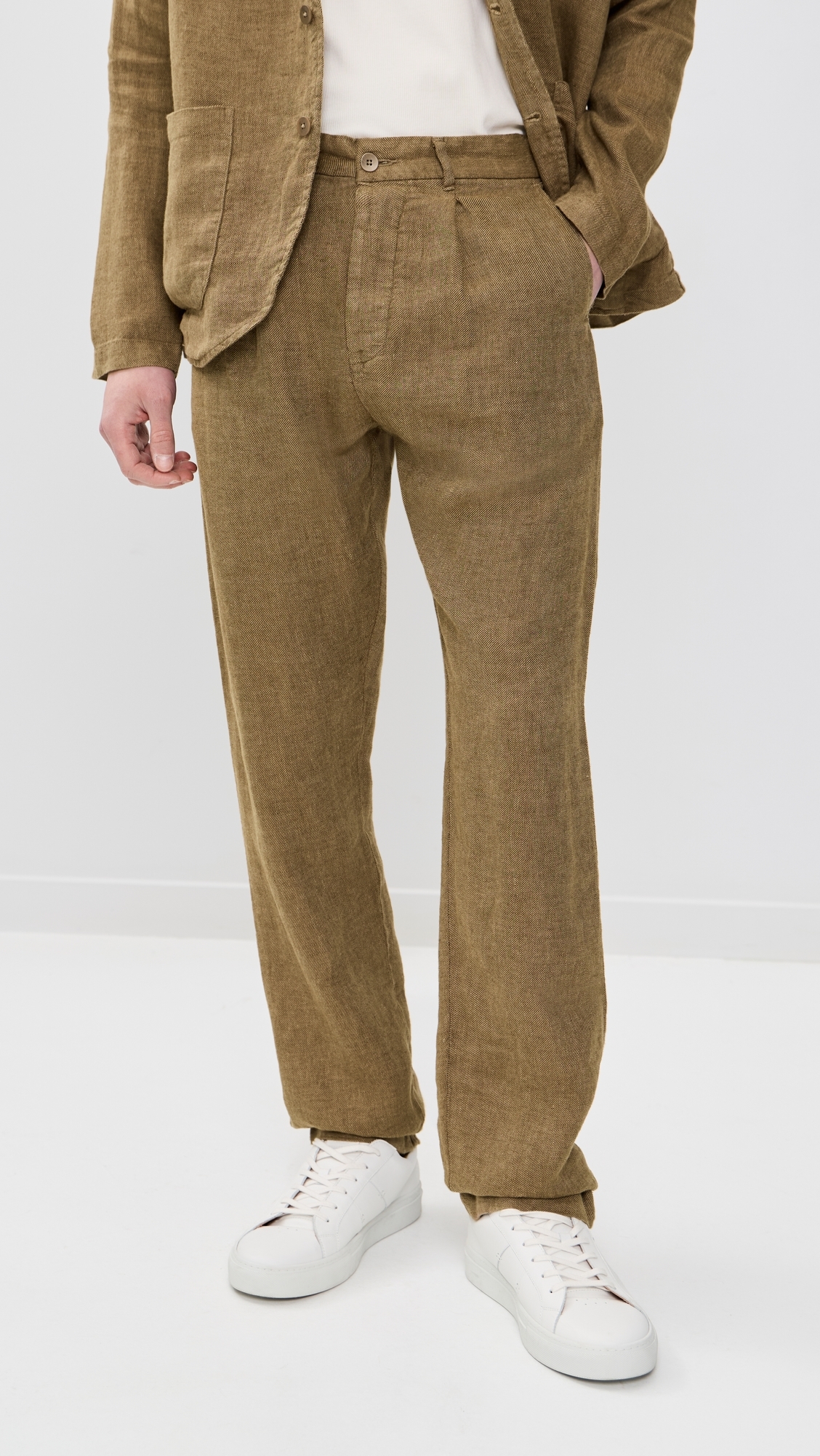 Pleated Linen Alta Trousers Chai