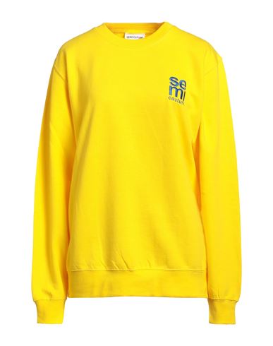 Woman Sweatshirt Yellow Size L Cotton, Polyester