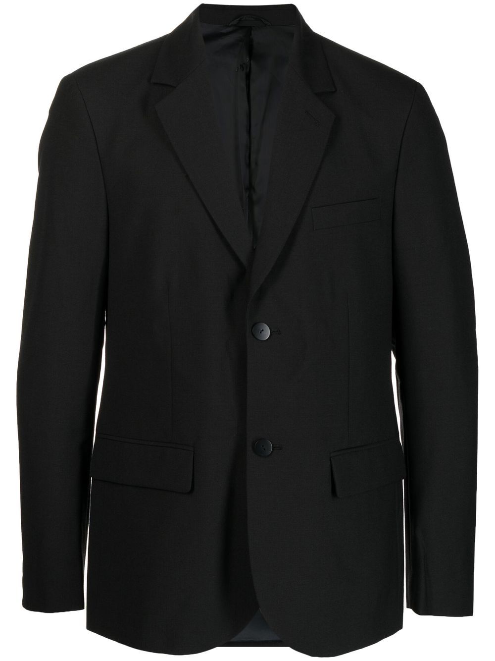 Single-breasted wool blazer - Black