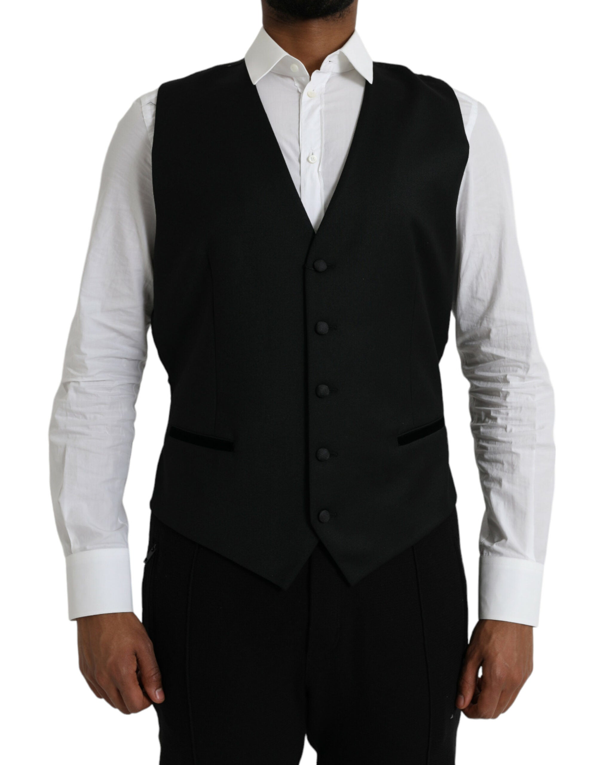 Silk-Wool Blend Vest — Black