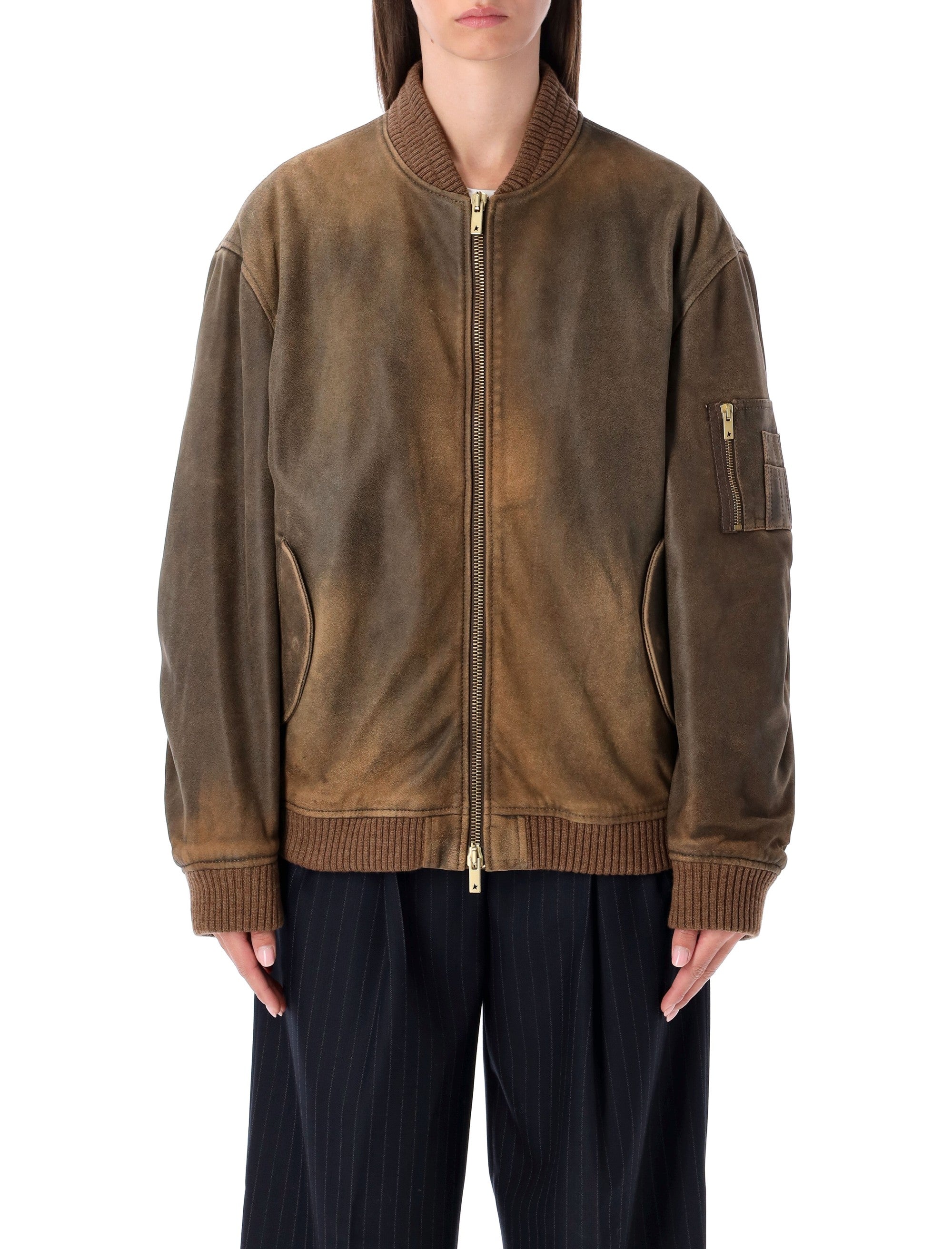 Vintage-Inspired Unisex Bomber Jacket with Ribbed Trims