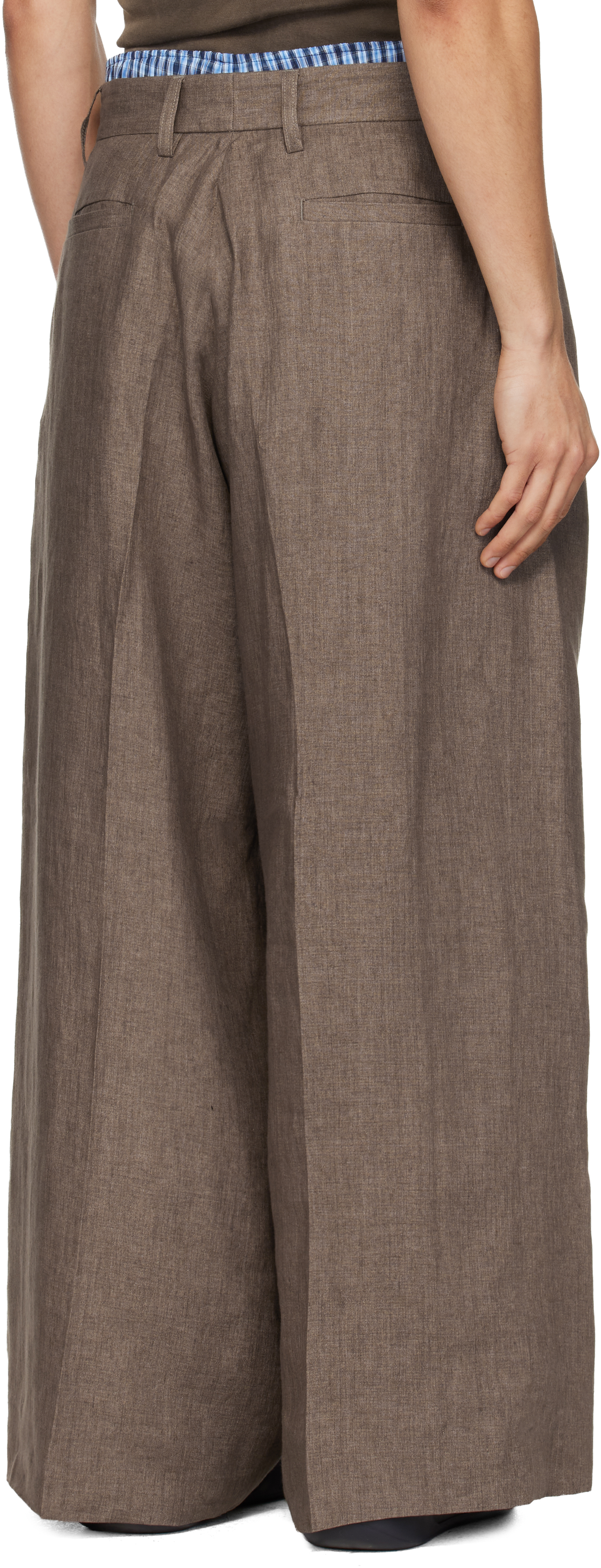 Beige Pleated Suit Trousers