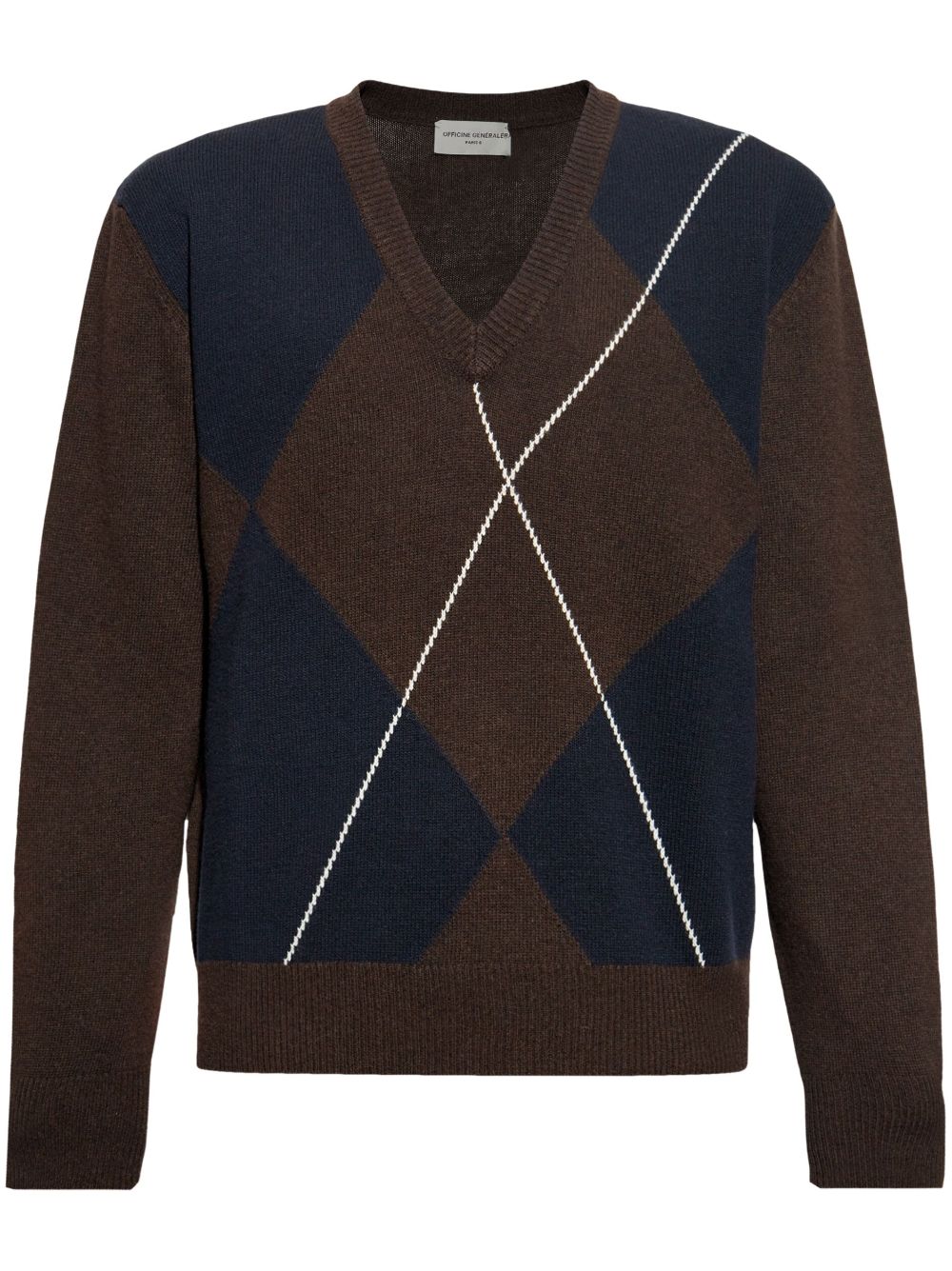 Argyle-pattern jumper - Brown