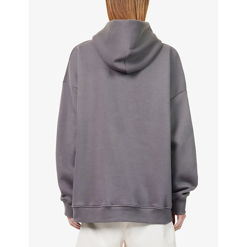 Womens Charcoal Varsity Cotton-jersey Hoody