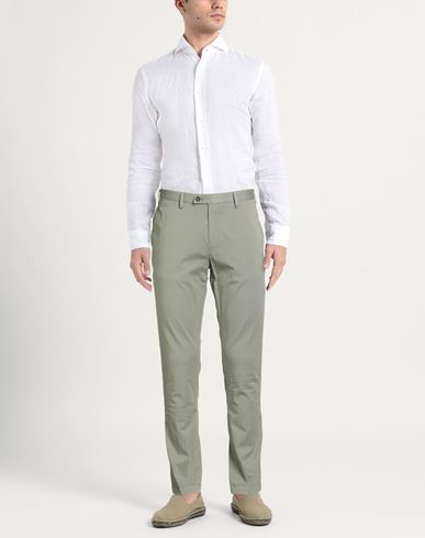 Man Pants Sage green Size 38 Cotton, Silk, Elastane