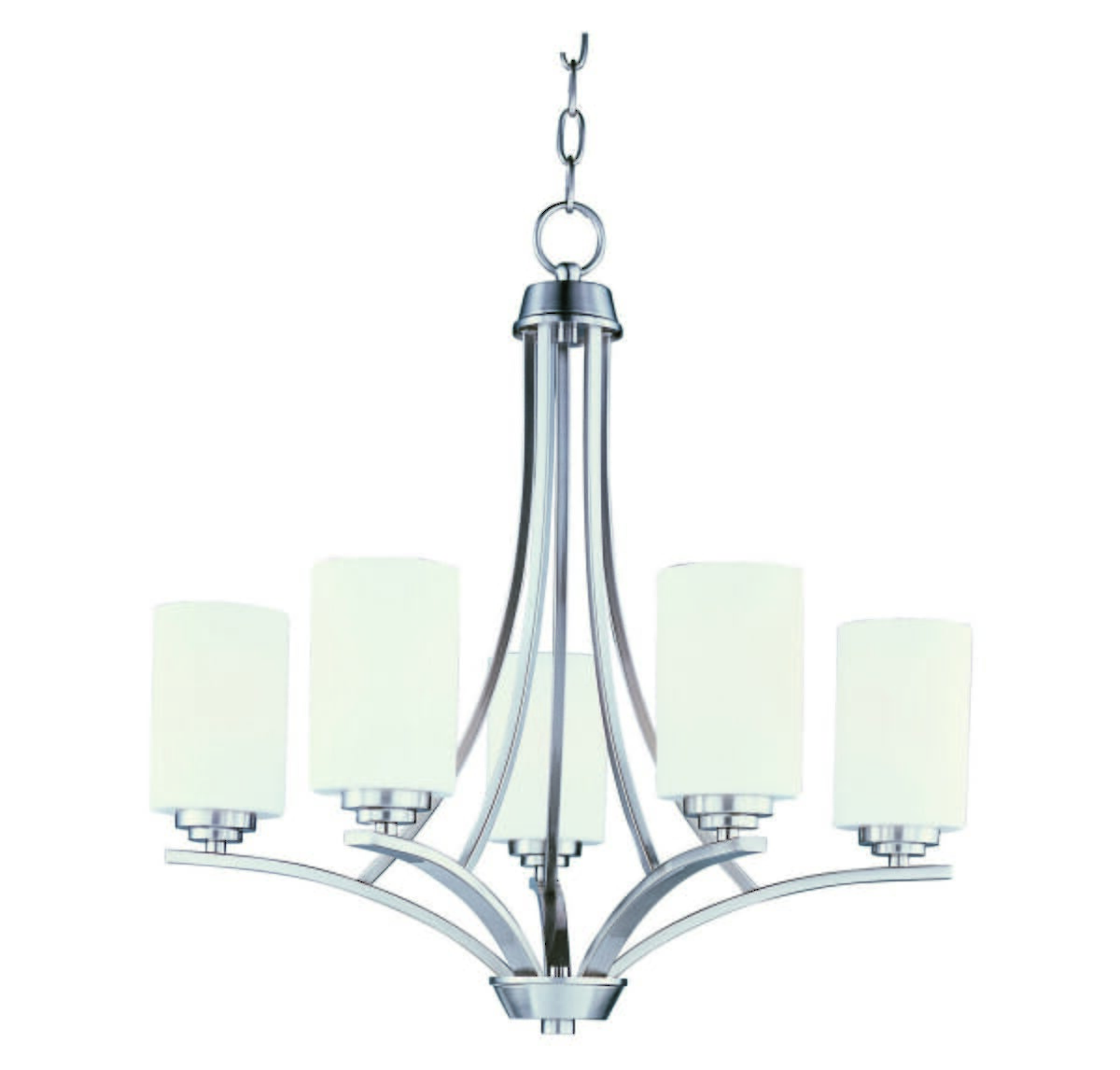 Maxim Deven 5-Light Satin White Chandelier in Satin Nicke