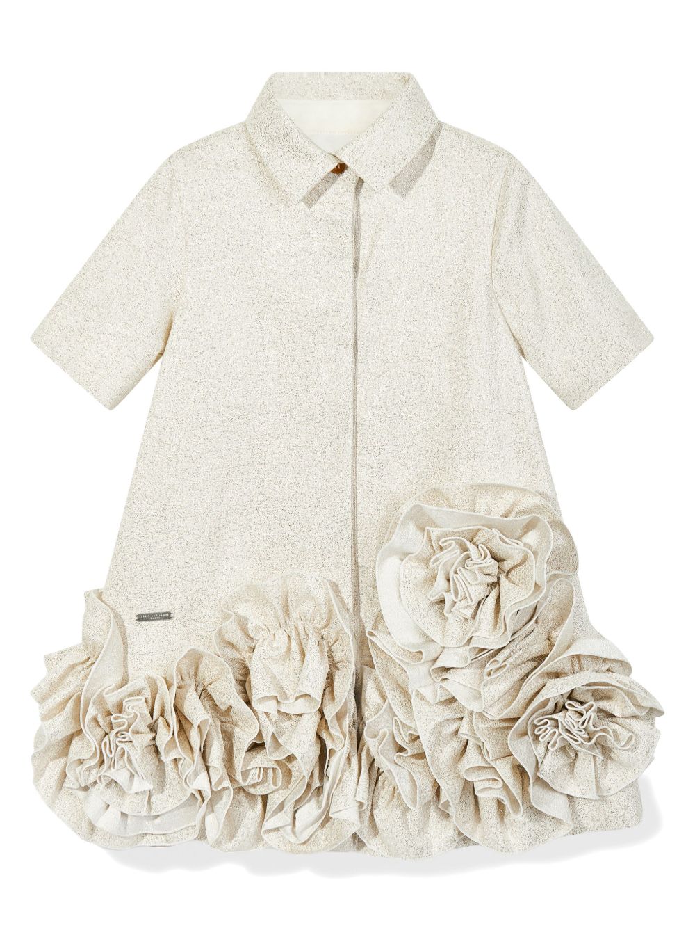 Flower ruffled shirt dress - Neutrals