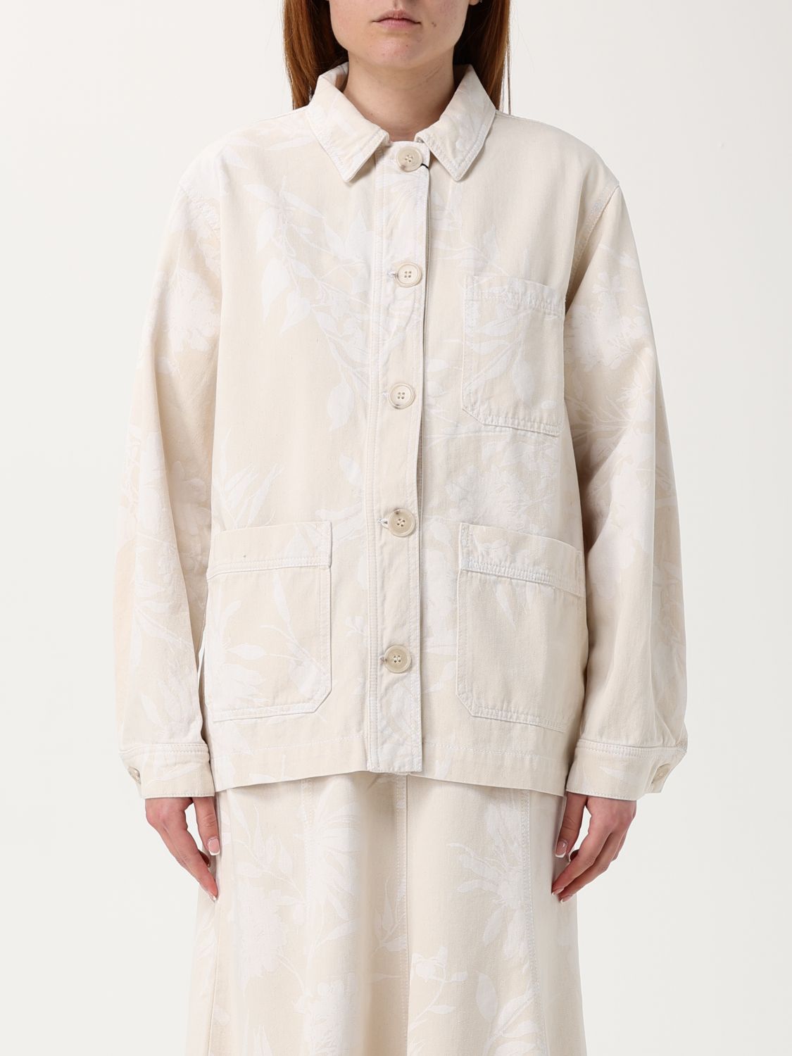 TWINSET floral-jacquard shirt jacket - White