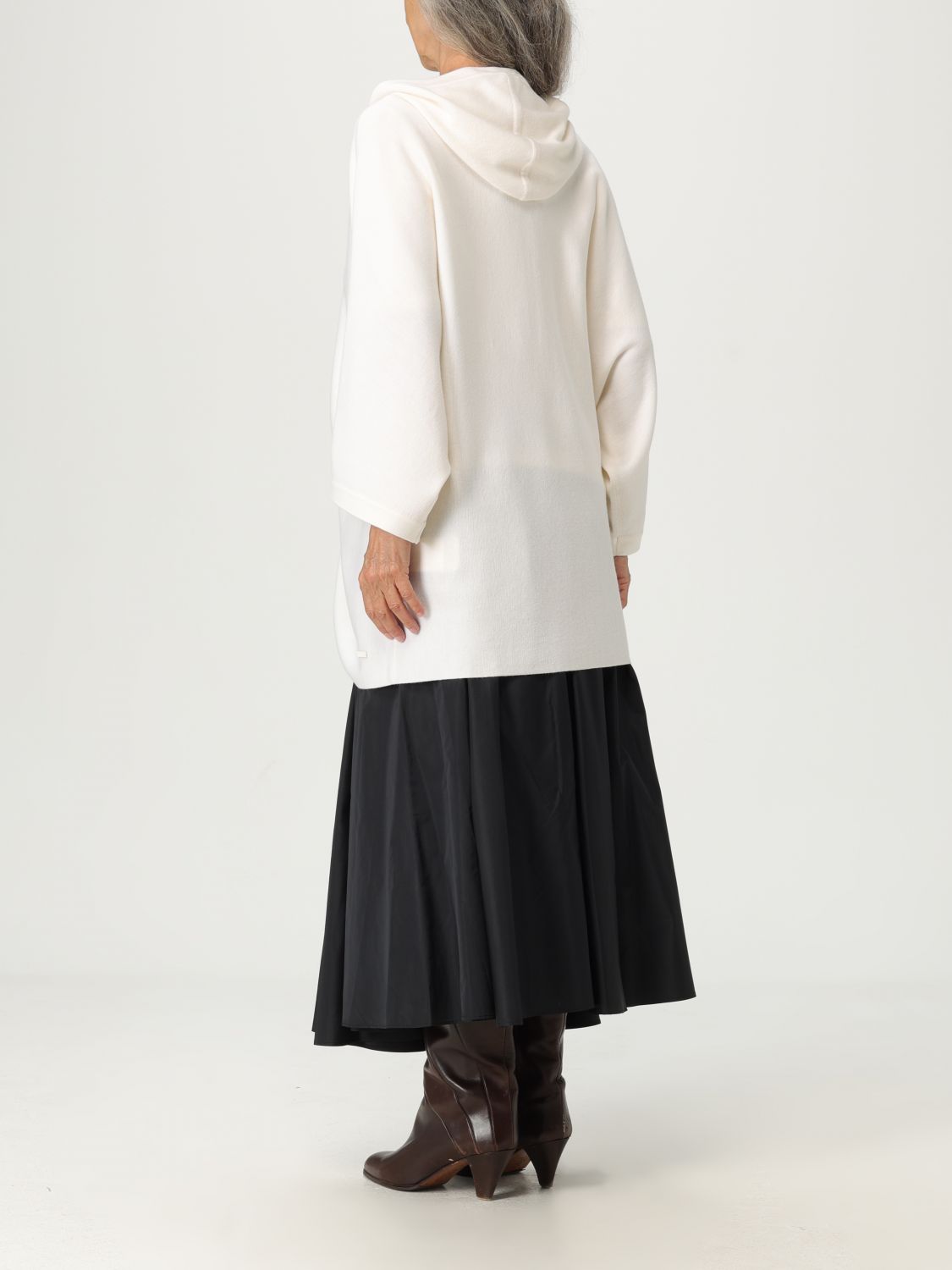Hooded wool cardi-coat - Brown