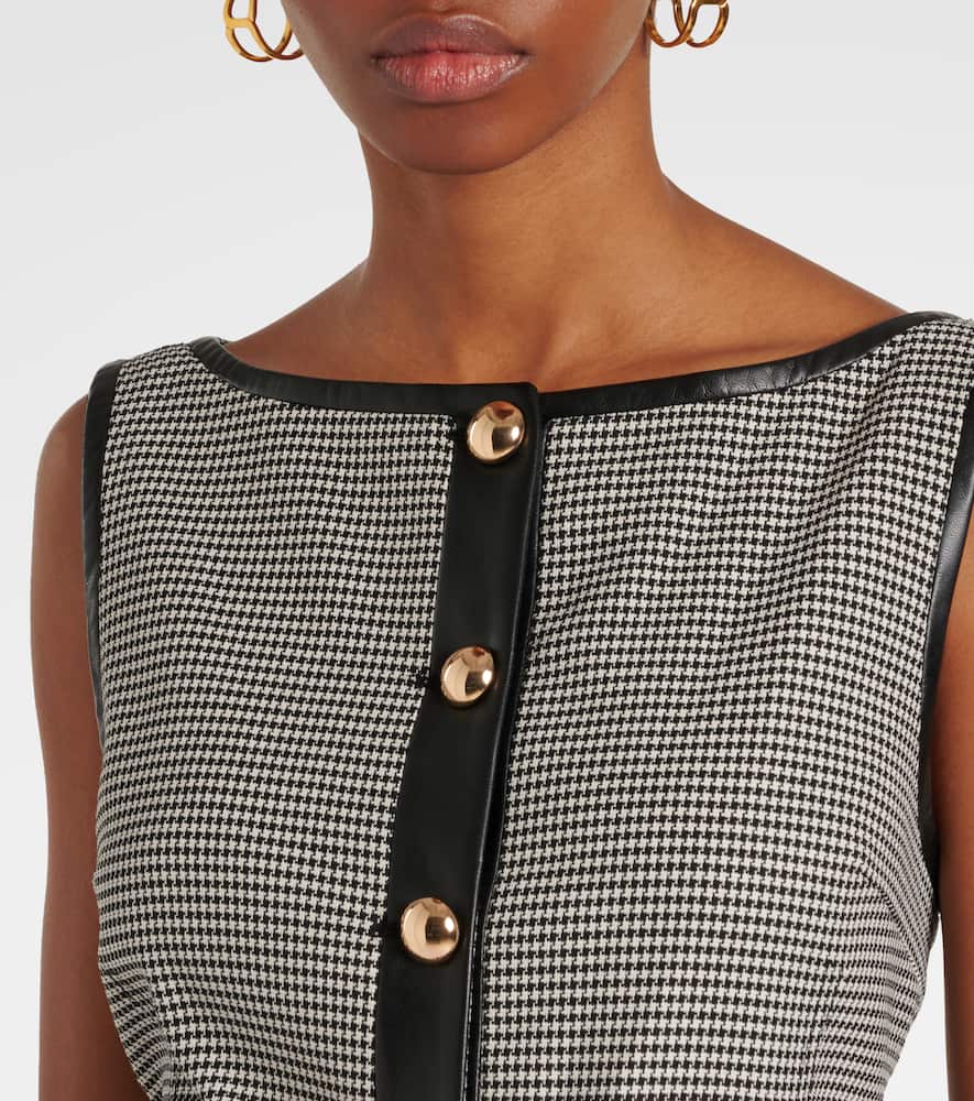 Cressida checked faux leather-trimmed vest