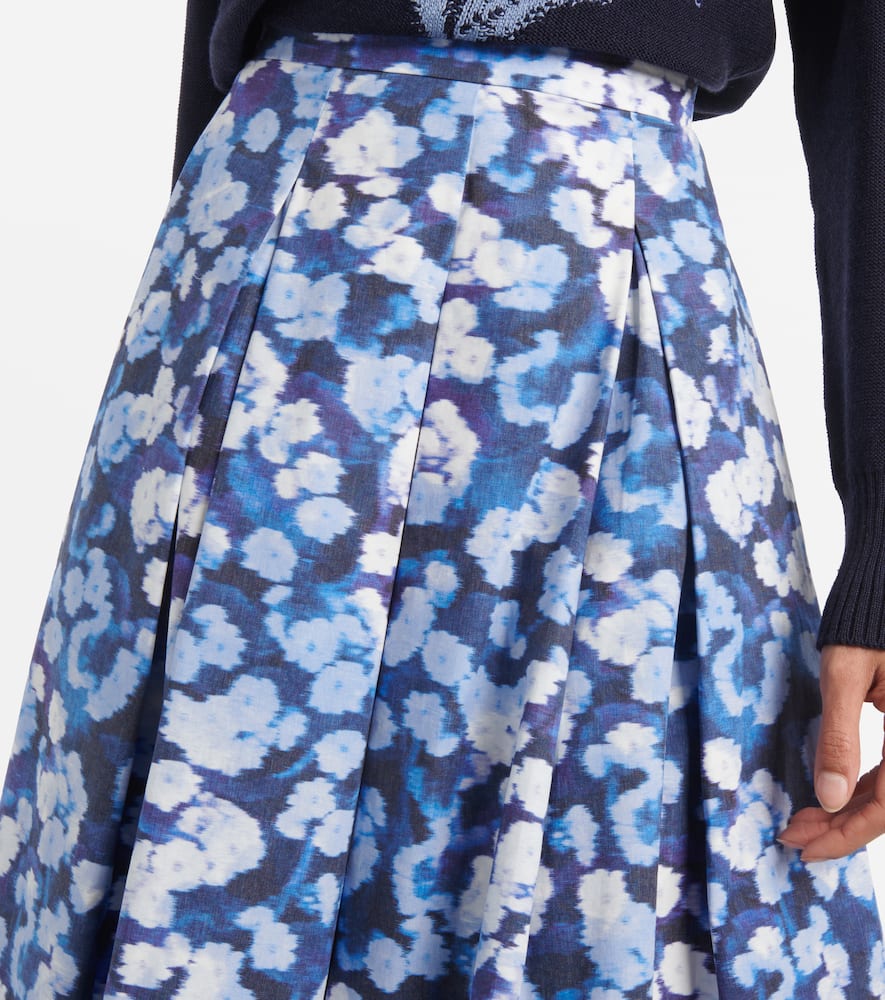 Erdem Floral pleated cotton midi skirt