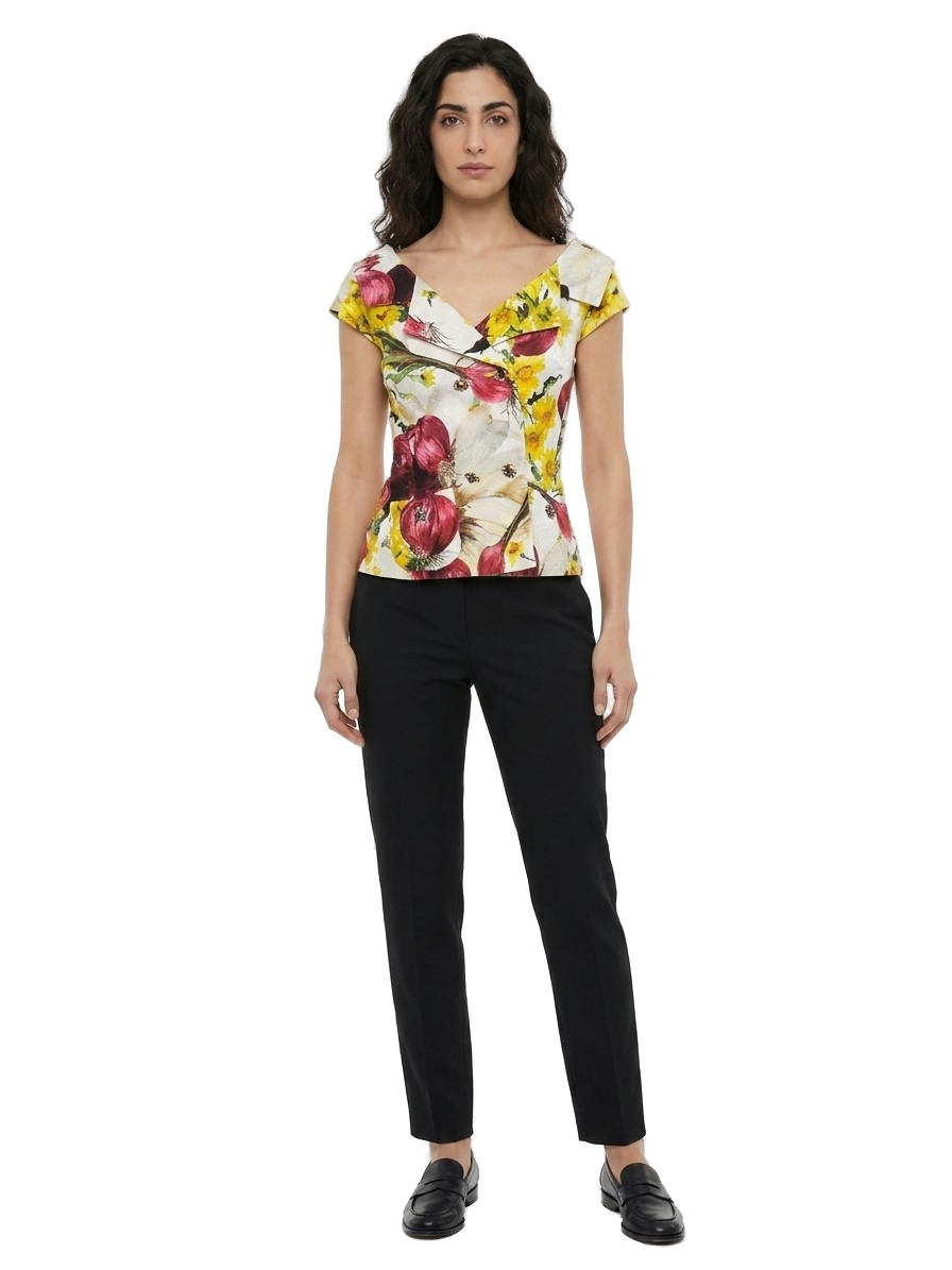 Floral Cotton-Silk Blend Blouse — Multicolor