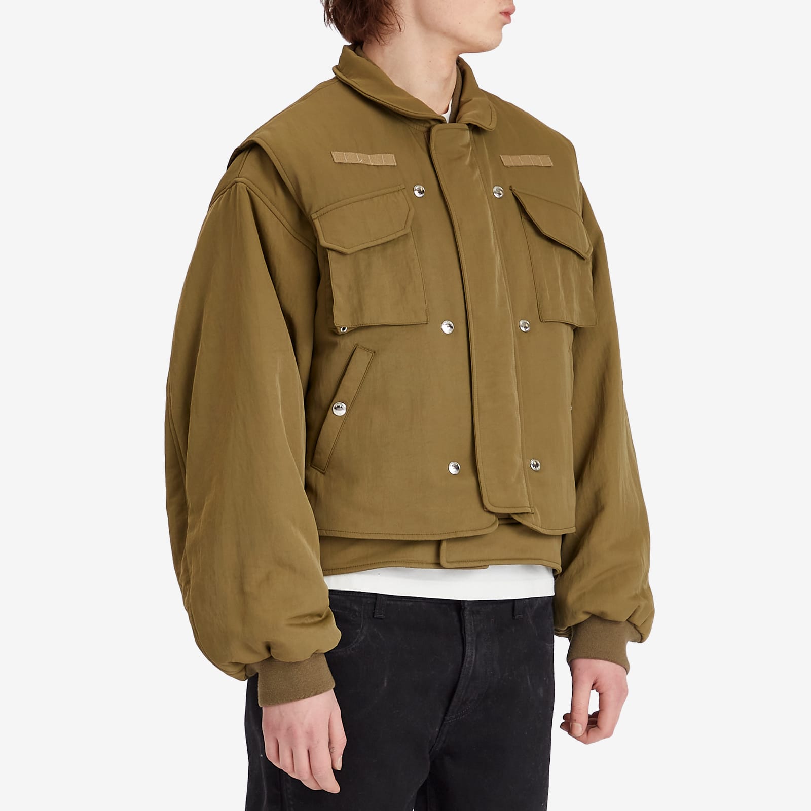 Men's Double Layer Bomber Jacket & Gilet in Olive
