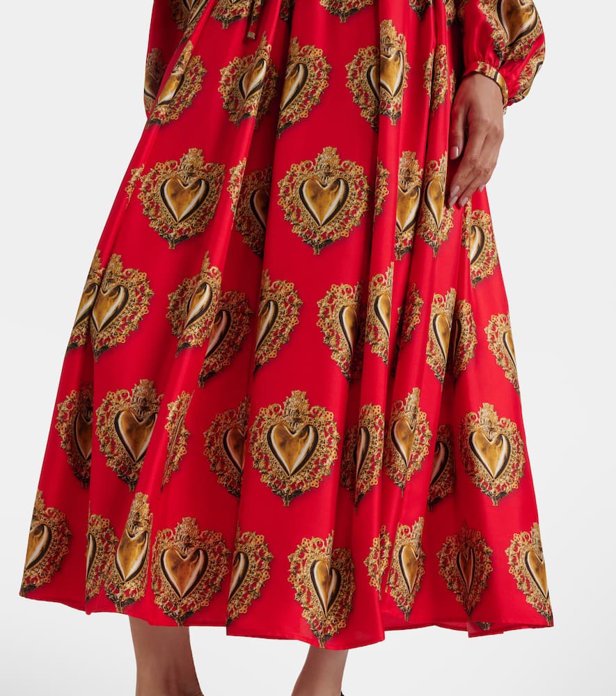 Printed silk satin maxi skirt