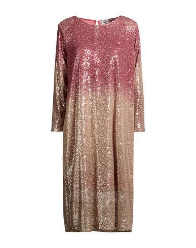 Woman Midi dress Rose gold Size M Polyester