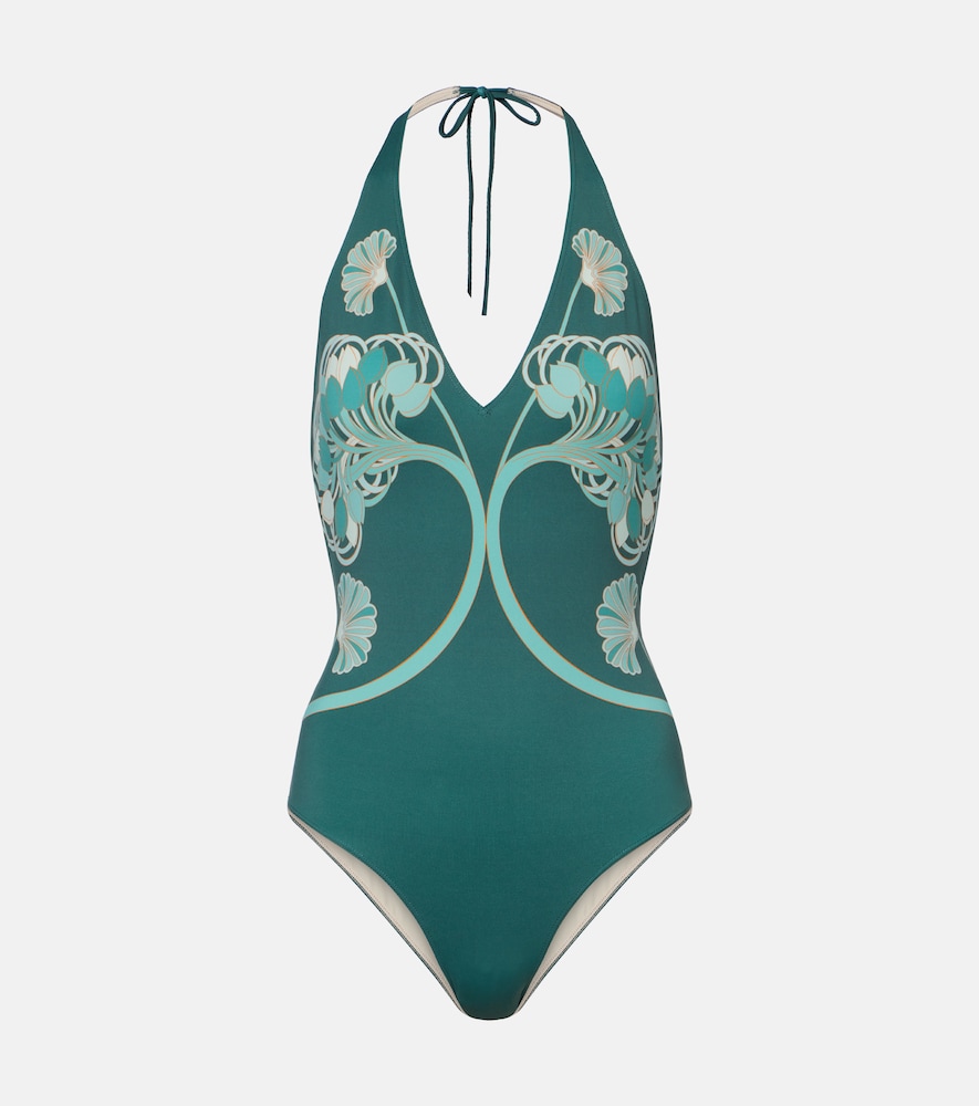 Printed halterneck swimsuit
