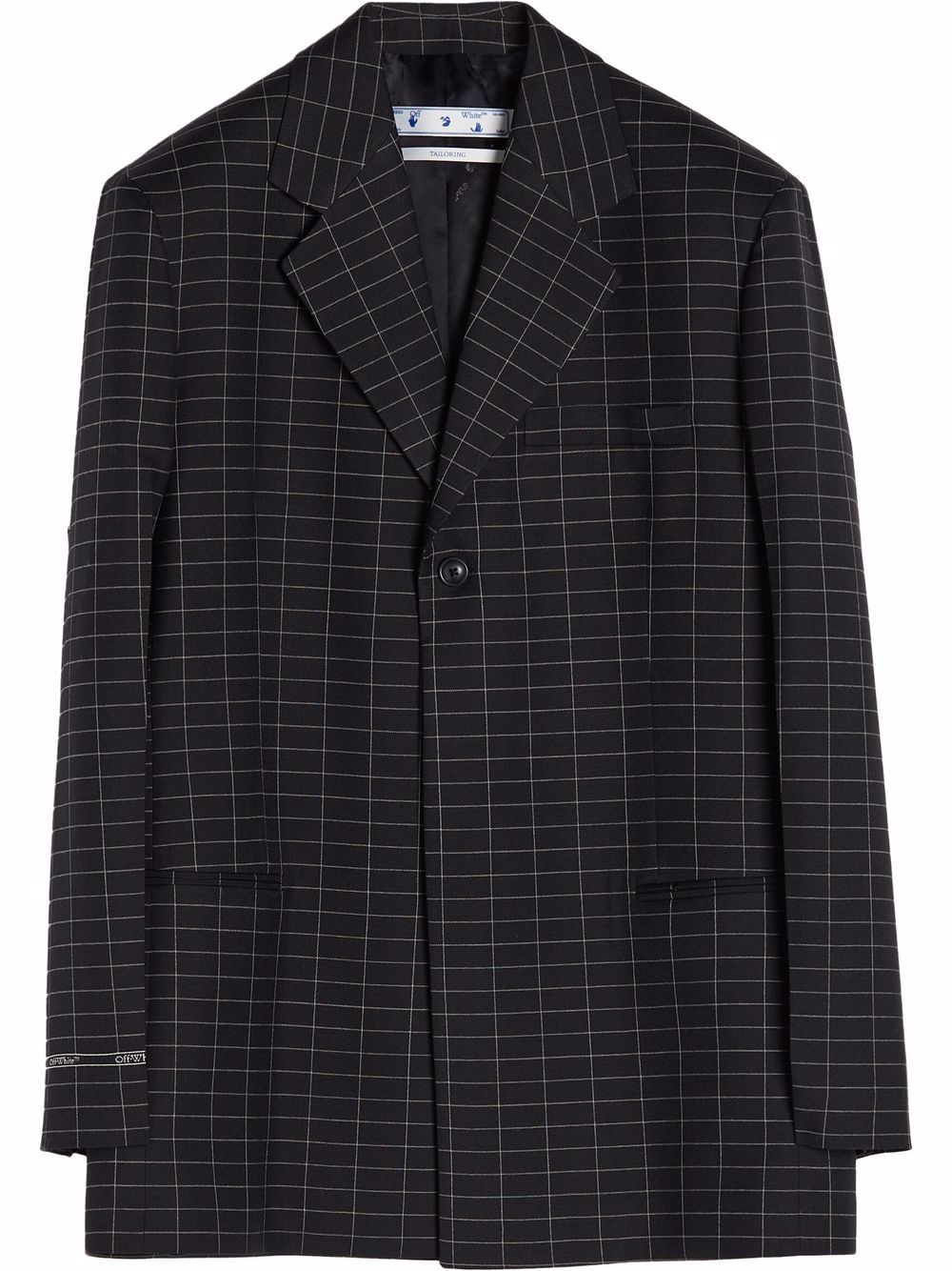 Check-pattern single-breasted blazer - Black