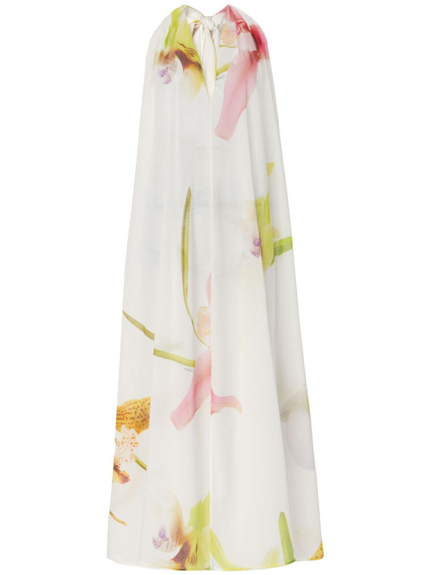 Long Dress With Orchid Print