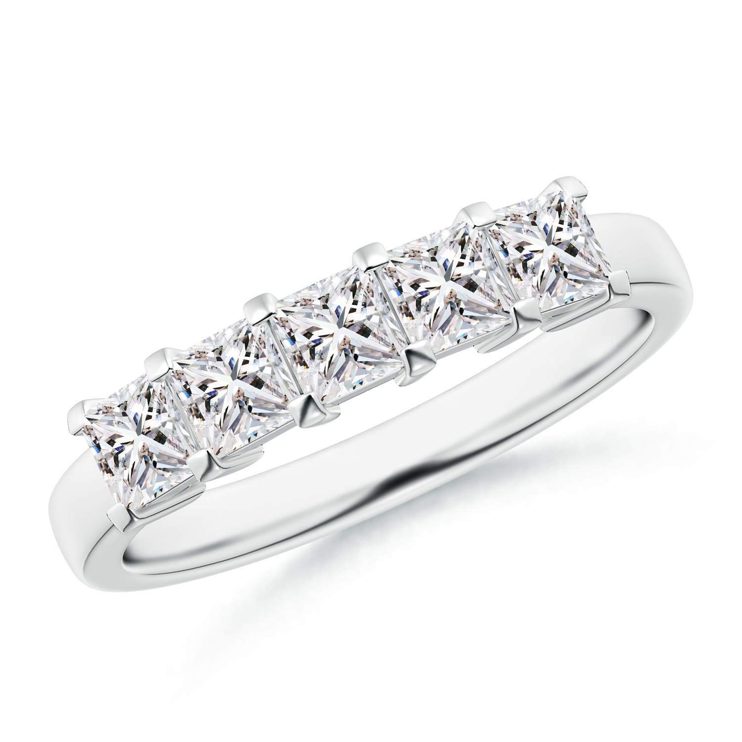 Angara 1.0 Carat Classic Five Stone Princess Diamond Wedding Ring for Her in 14K White Gold
