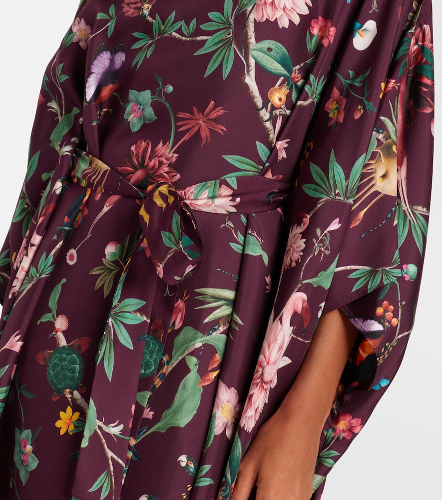 Square floral silk kaftan