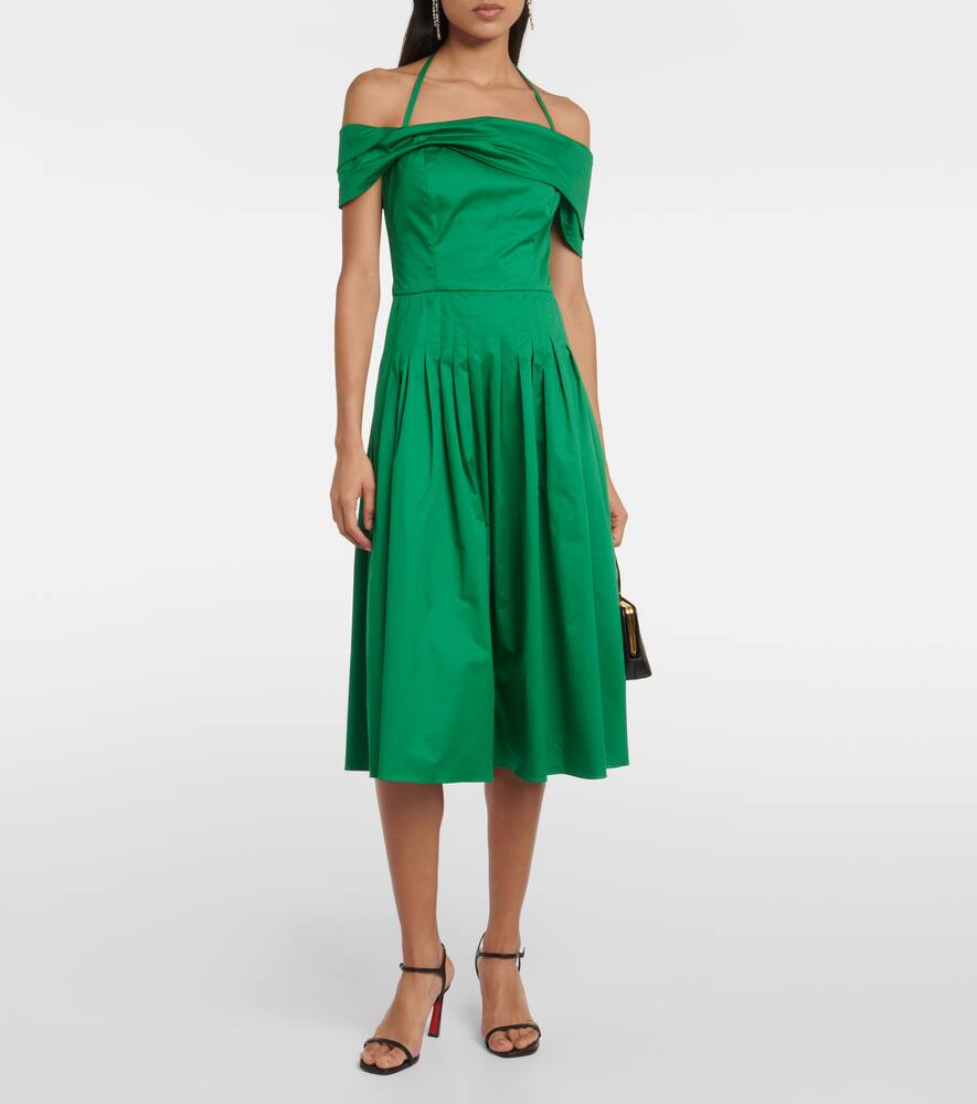 Off-shoulder silk midi dress