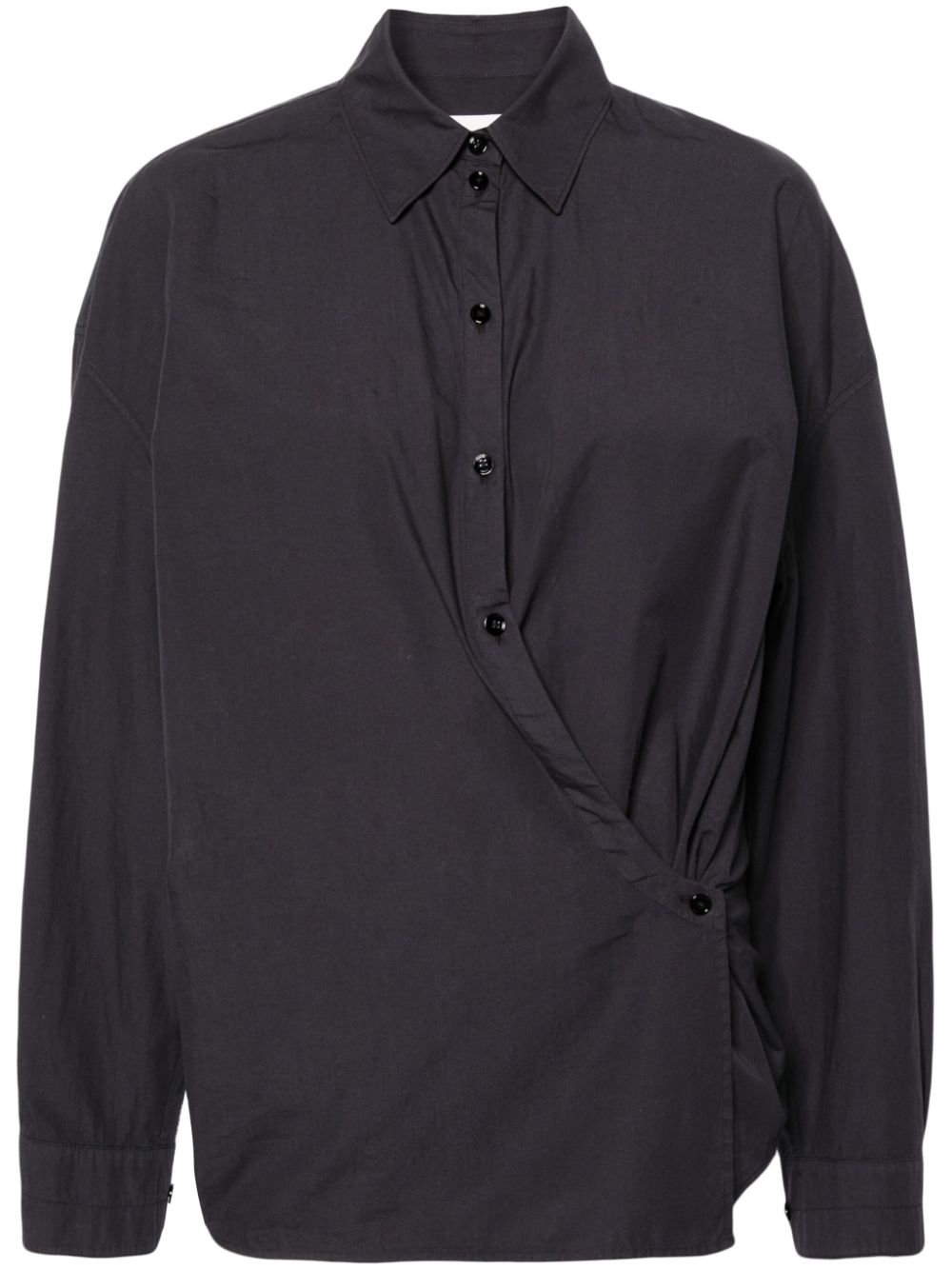 Twisted-front poplin shirt - Purple