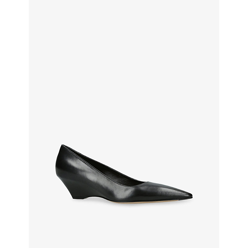 Womens Liisa Leather Wedge-Heel Pumps