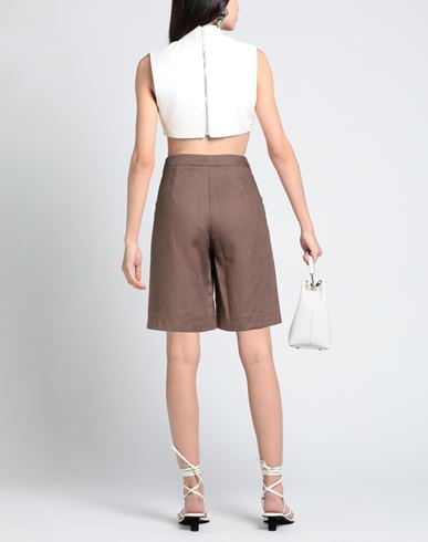 Woman Shorts & Bermuda Shorts Taupe Size 6 Linen