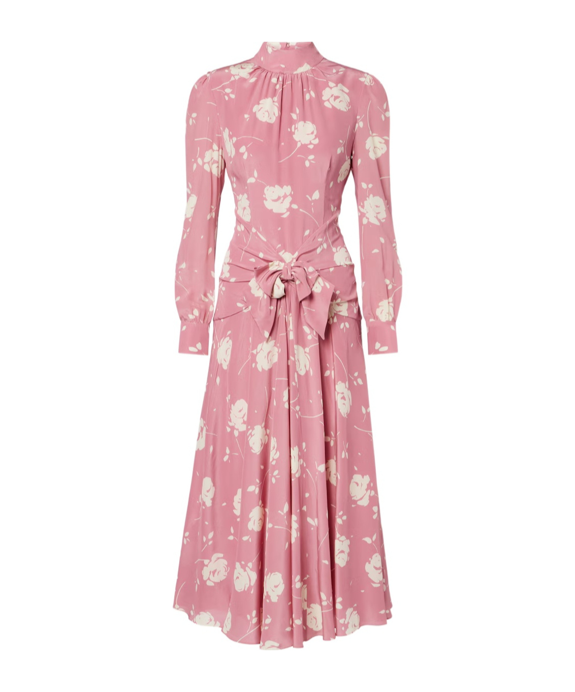 Bow-detail floral silk midi dress