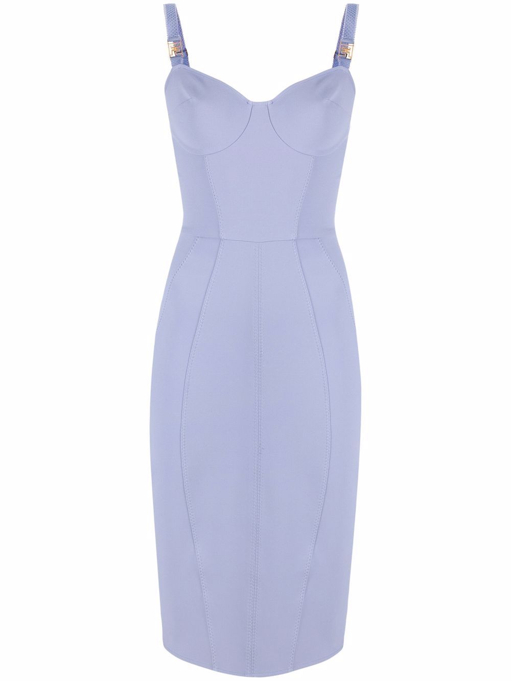 Logo-plaque strappy dress - Blue