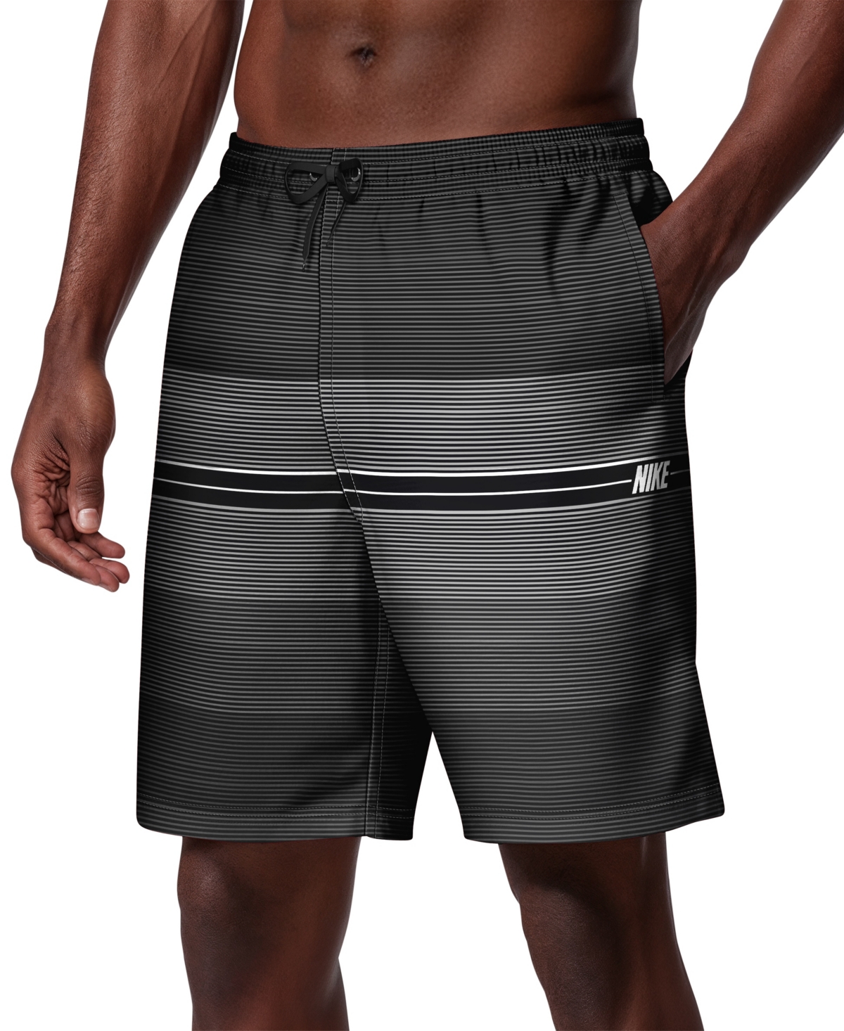 "Men's Breaker Stripe 9"" Volley Swim Short - Black"