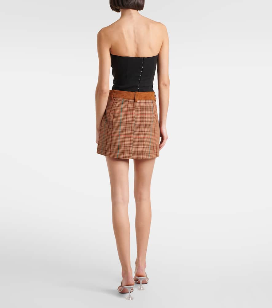 Checked wool-blend miniskirt