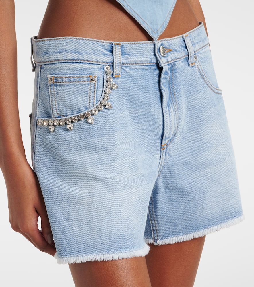 Embellished denim shorts