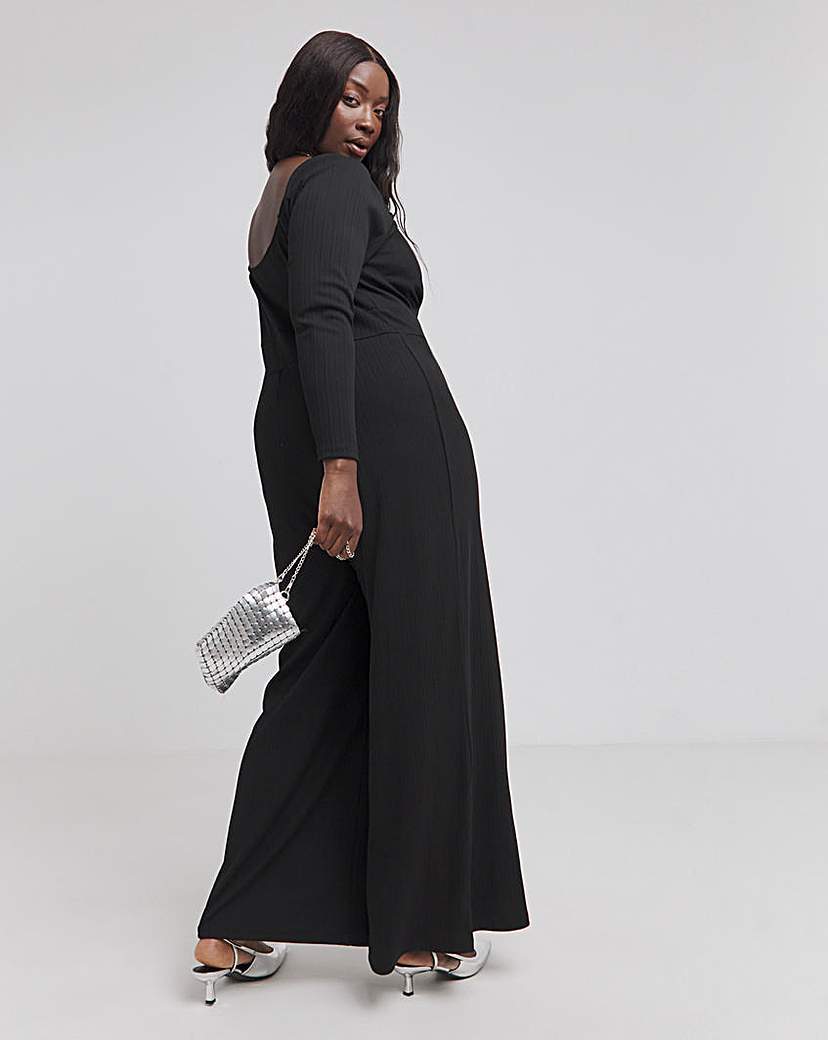 Wide Leg Stretch Rib Jumpsuit