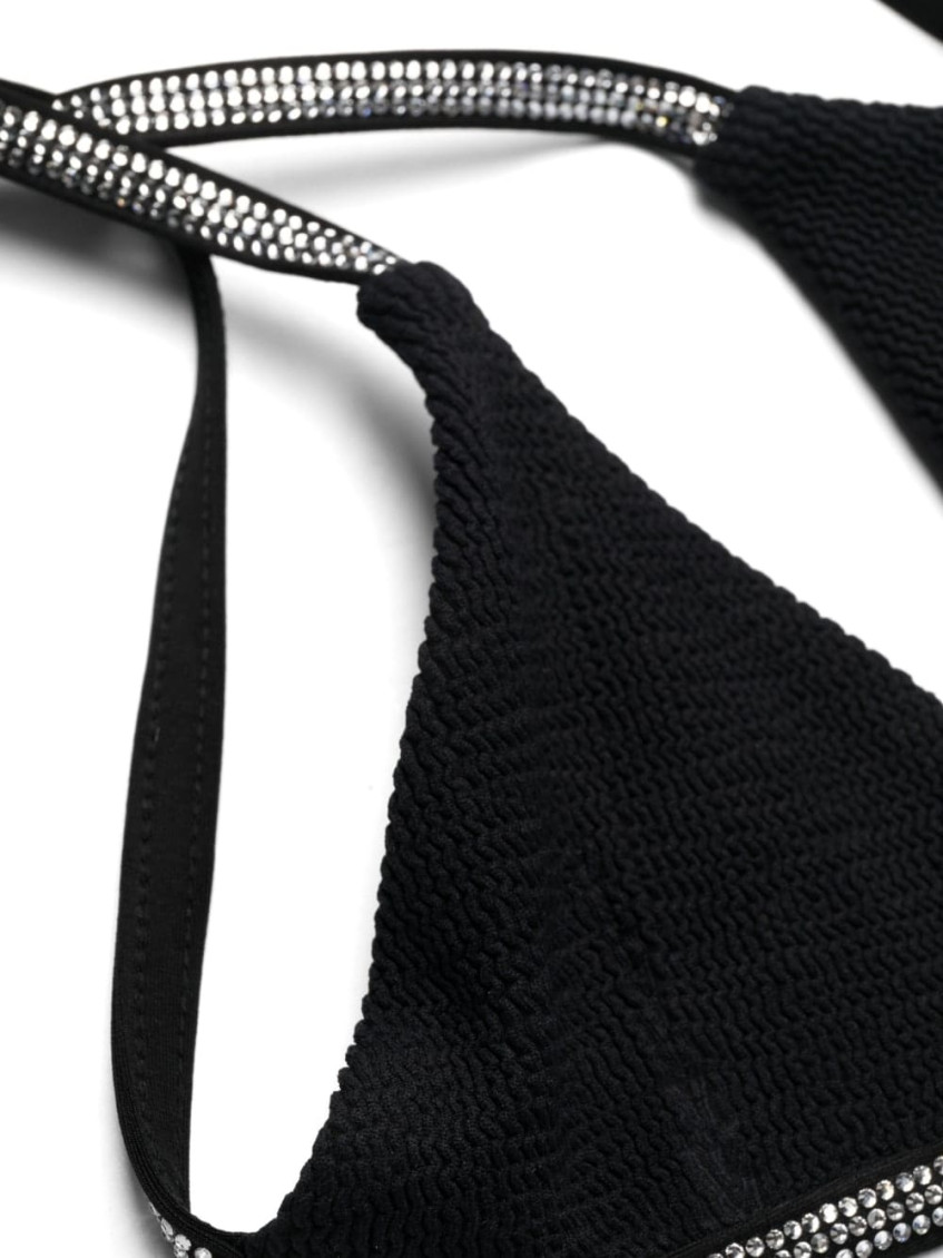 Rhinestone-embellished bikini top - Black
