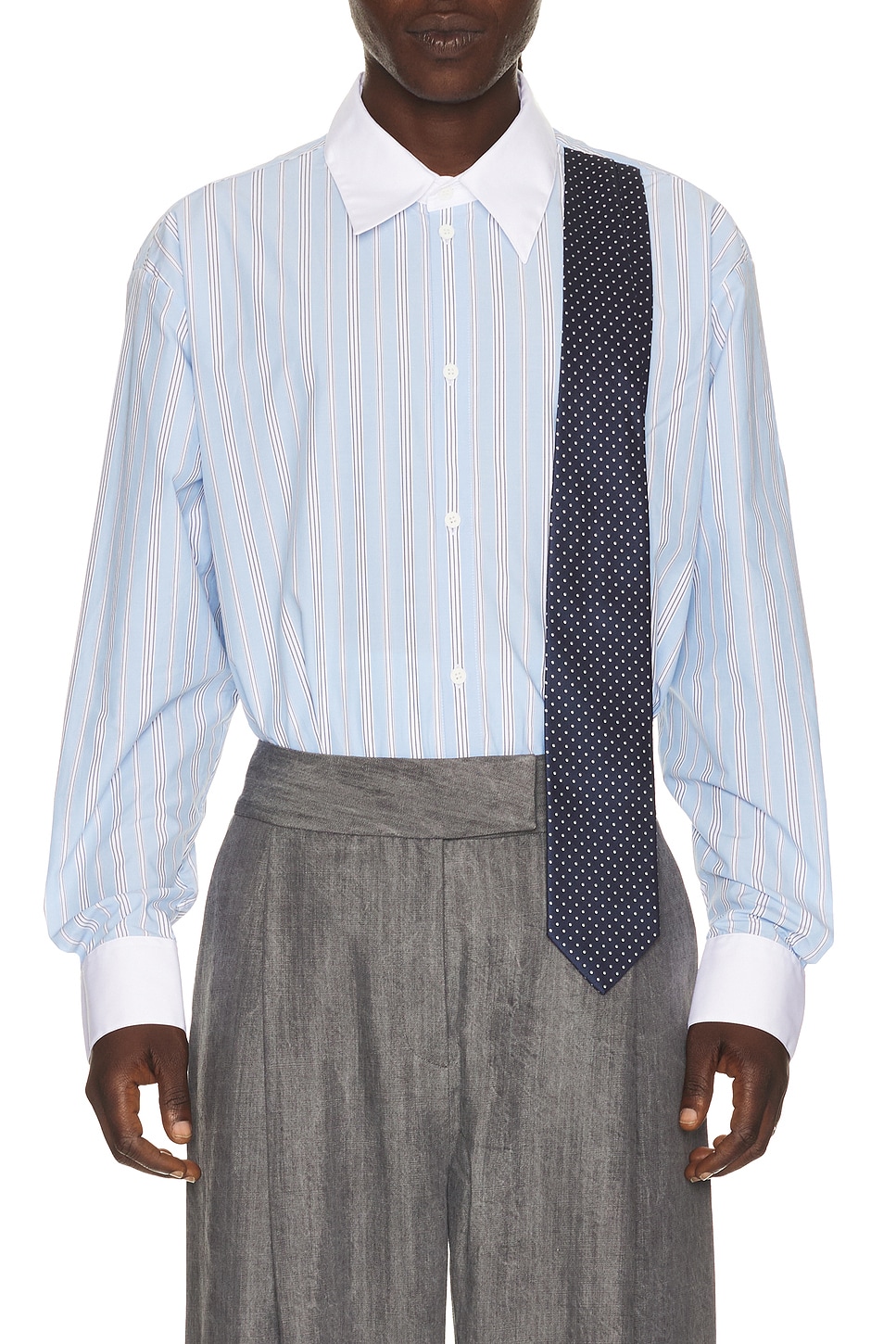 Charles Jeffrey LOVERBOY Late To Work Shirt in Blue Stripe - Blue. M also in XL/1X