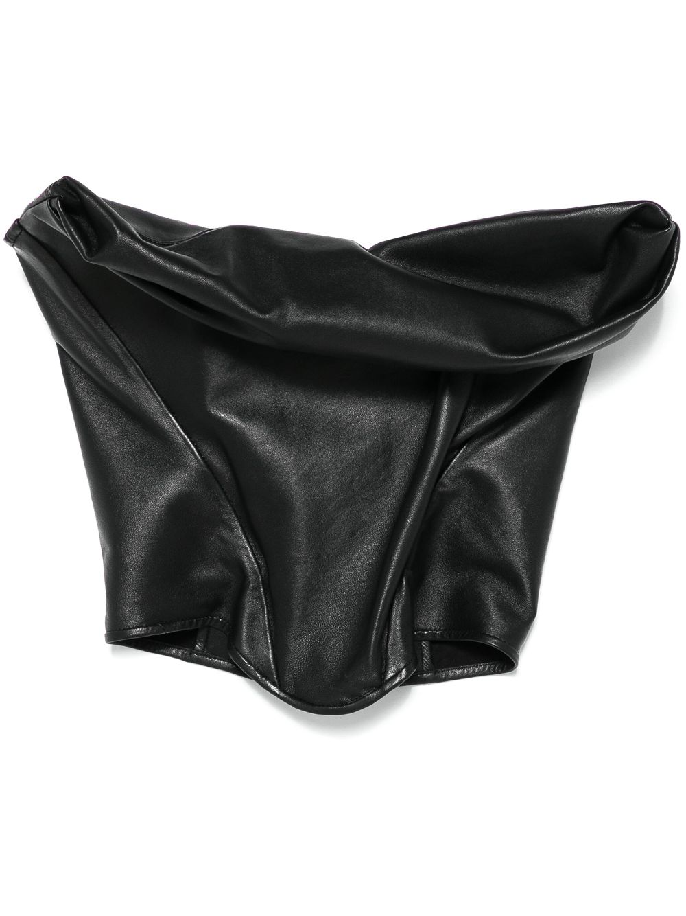 Draped leather corset - Black