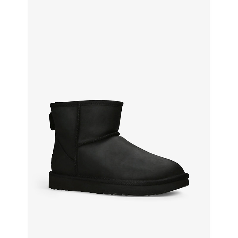 Womens Black Classic Mini Suede and Shearling Ankle Boots