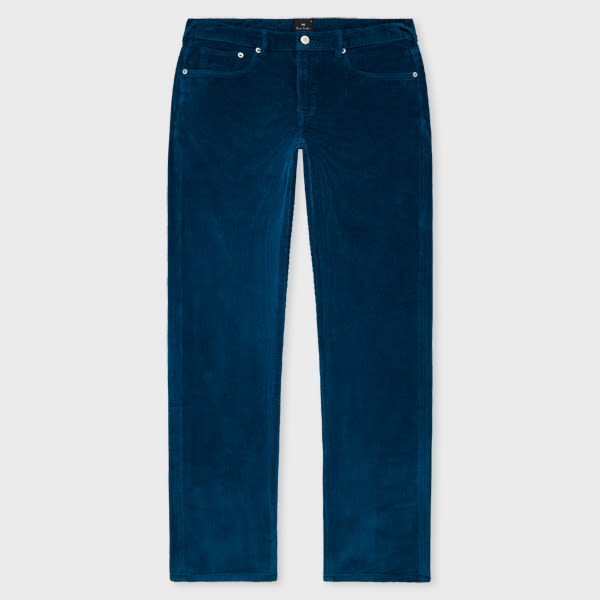 Relaxed Tapered-Fit Dark Blue Corduroy Trousers