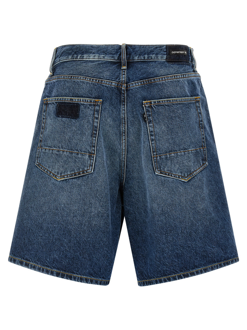 Blue Solid Denim Shorts