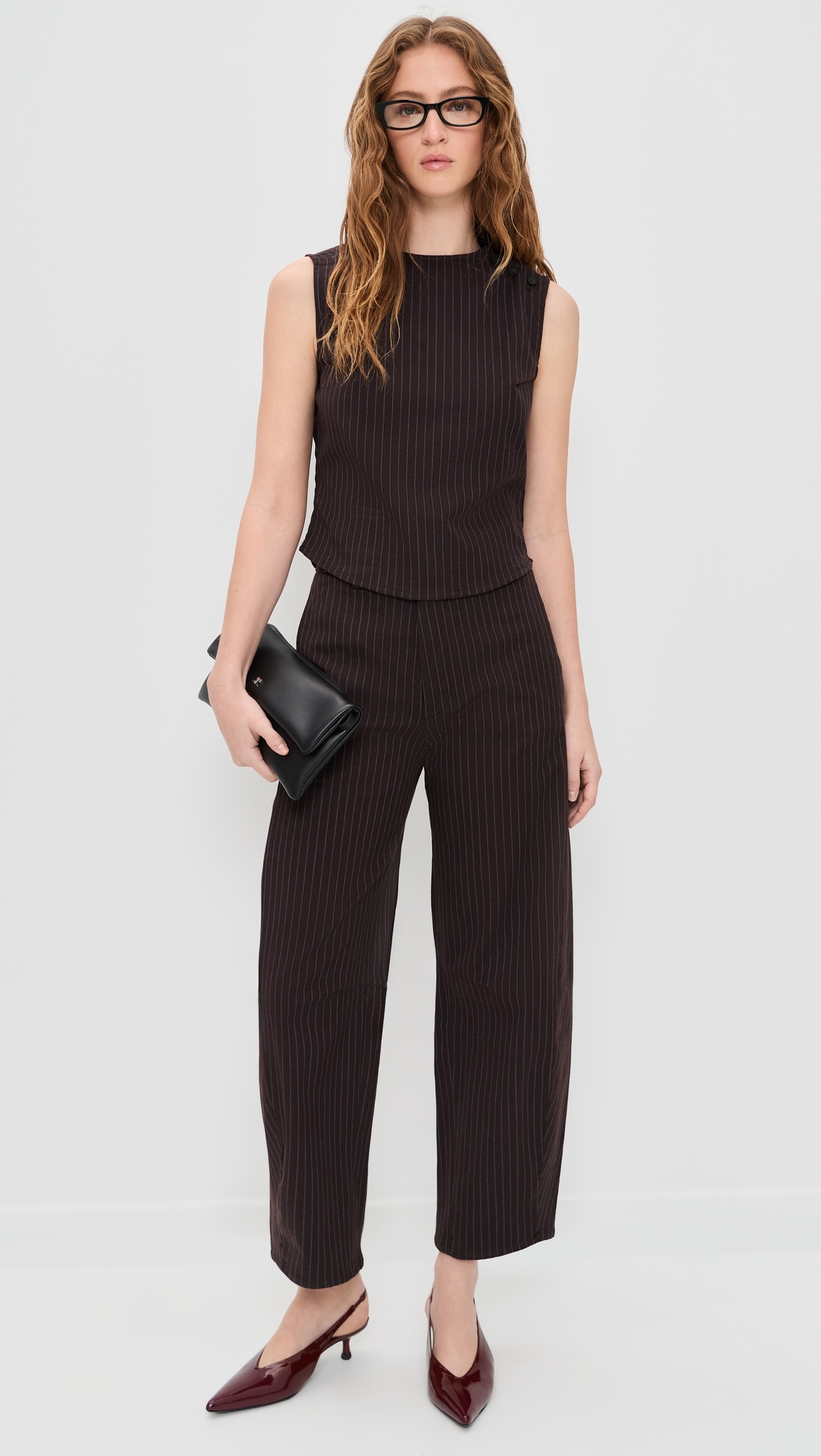 Tailored Top Brown/Blue Stripe