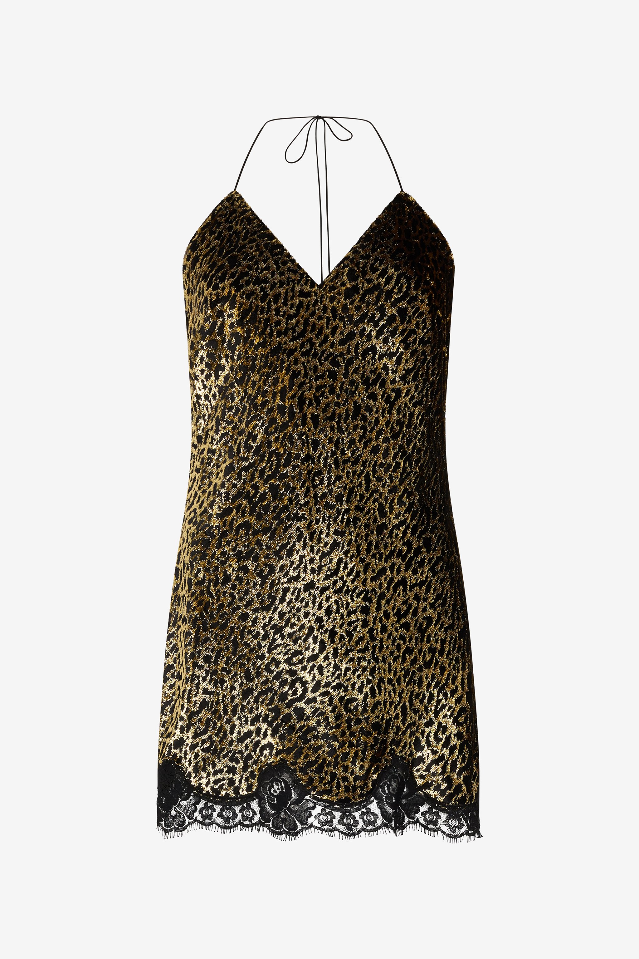 Macro Leopard Print Silk Slip Dress