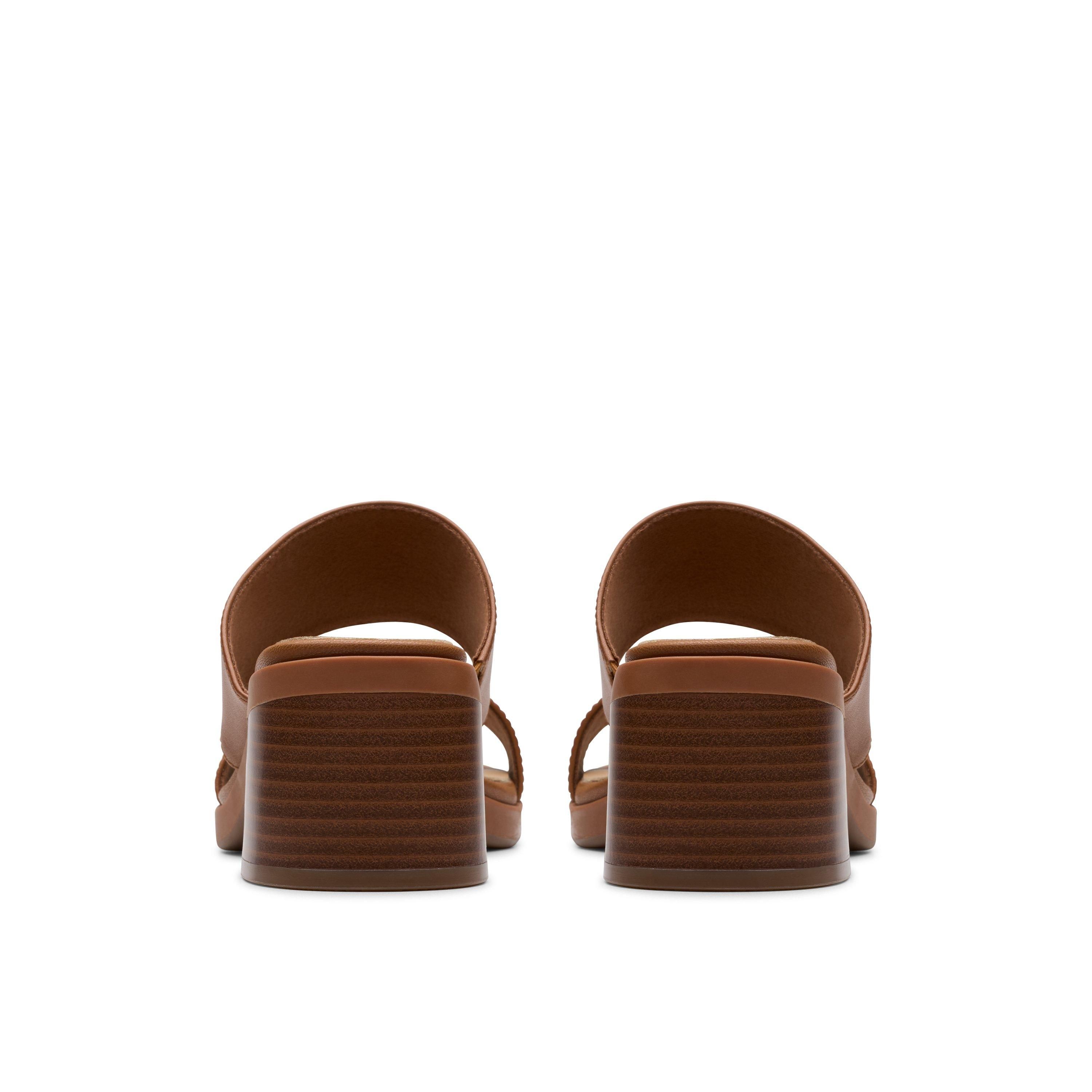 Clarks Jaylan Dusk Tan Leather Heeled Sandals In Brown