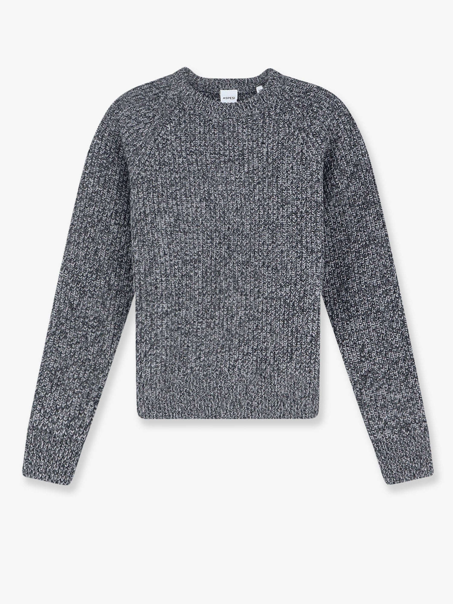 Virgin Wool Cable Knit Sweater — Gray