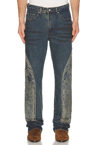 Who Decides War by Ev Bravado Mechanic Denim Pants in Denim - Blue. 32 also