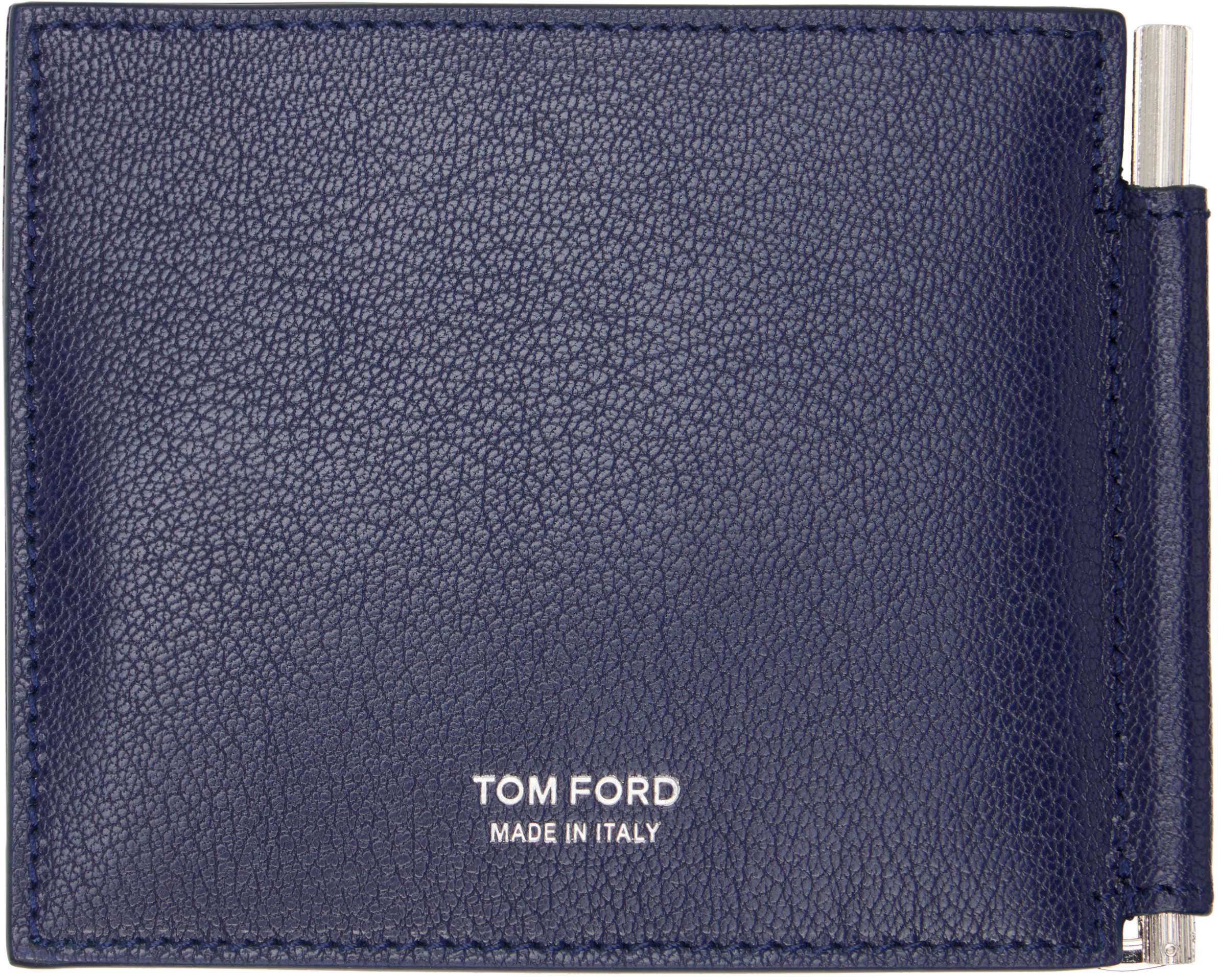 Navy Elongated T Line Money Clip Wallet