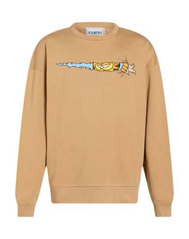 X Garfield Man Sweatshirt Camel Size XXL Cotton, Polyester