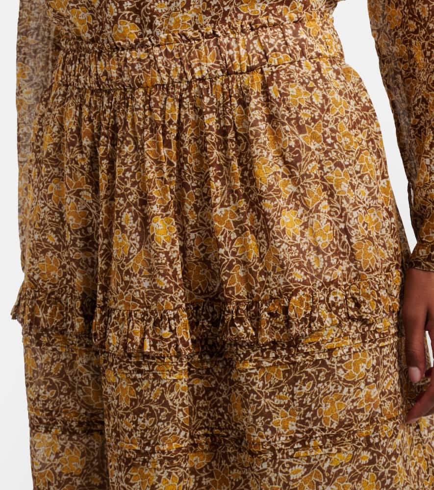 Volumia floral cotton tiered maxi skirt