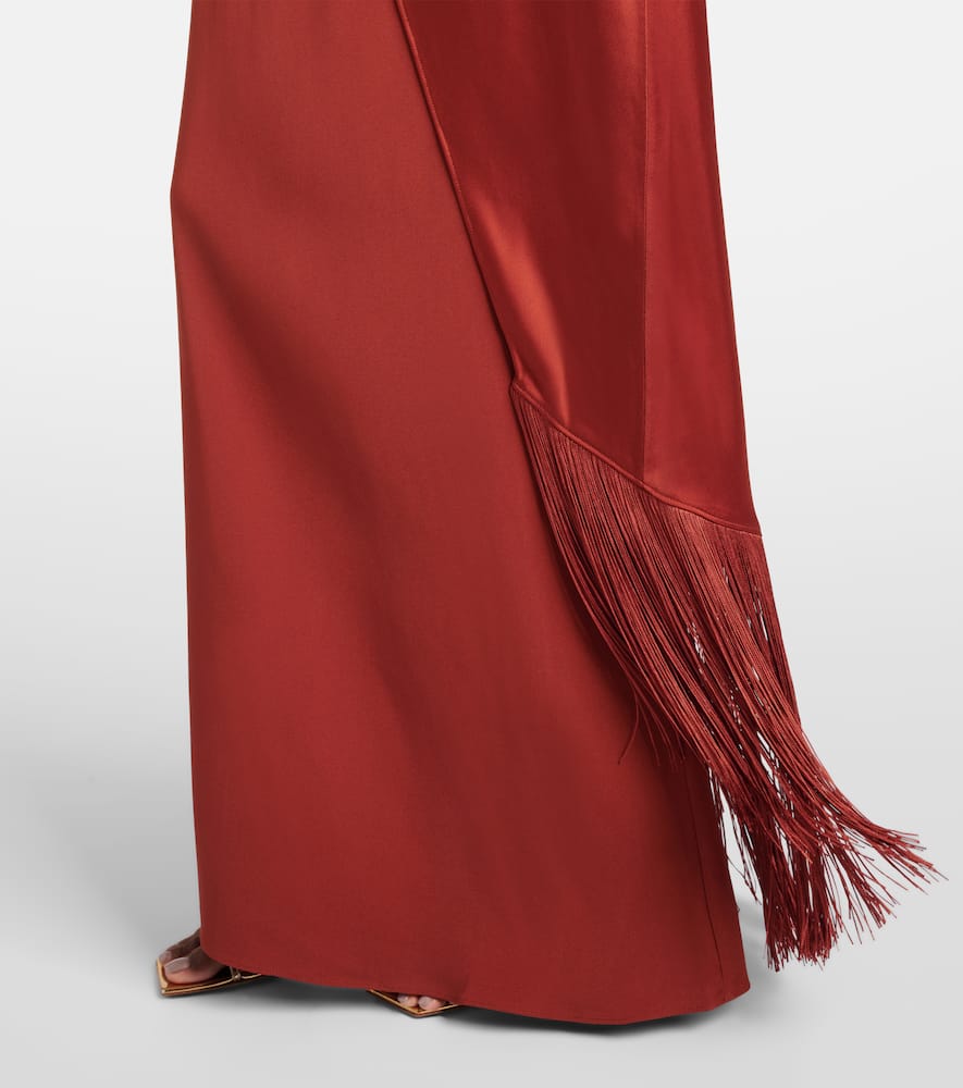 Berenson fringed one-shoulder gown